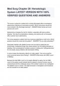 Med Surg Chapter 29&lowbar; Hematologic System LATEST VERSION WITH 100&percnt; VERIFIED QUESTIONS