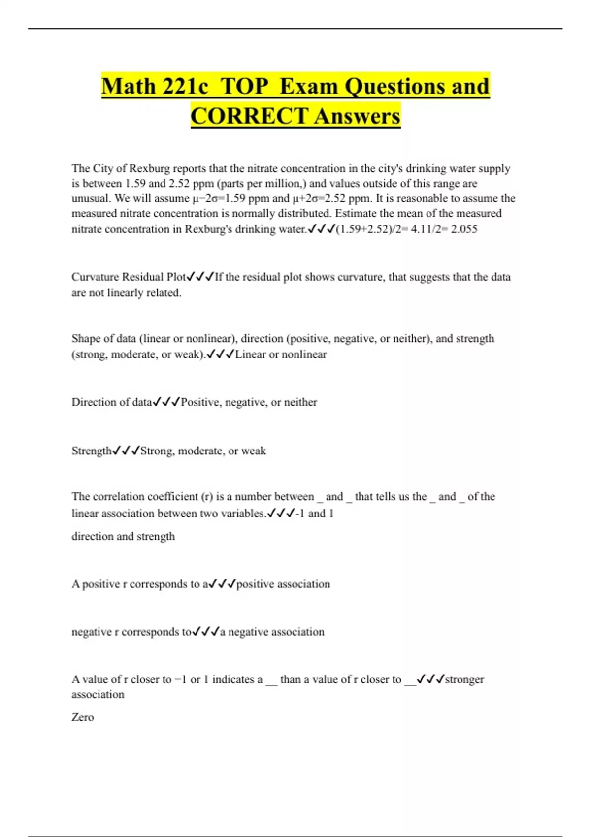 Math 221c TOP Exam Questions and CORRECT Answers - Math 221c - Stuvia US