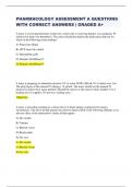 PHARMACOLOGY ASSESSMENT A QUESTIONS WITH CORRECT ANSWERS | GRADED A+