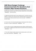 H&R Block Budget Challenge Assessment Quiz Pre Questions And Answers With Verified Solutions