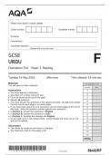 Exam (elaborations) 2023 AQA GCSE URDU FOUNDATION TIER Paper 3[8648/RF 