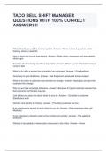 TACO BELL SHIFT MANAGER QUESTIONS WITH 100&percnt; CORRECT ANSWERS&excl;&excl;