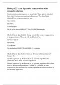 Biology 123 exam 1 practice test questions with complete solutions