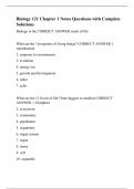 Biology 121 Chapter 1 Notes Questions with Complete Solutions
