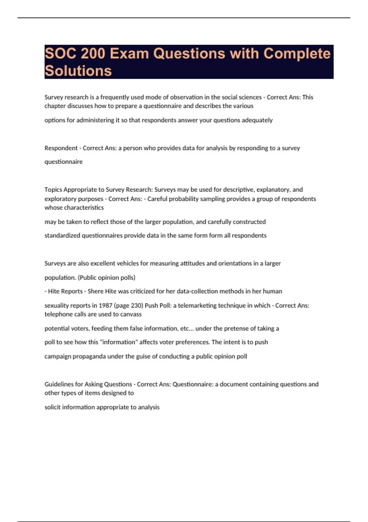 SOC 200 Exam Questions with Complete Solution - SOC 200 - Stuvia US