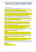 HESI A2 CRITICAL THINKING 2023 QUESTIONS AND  UPDATED 100&percnt; CORRECT ANSWERS&sol; A GRADE