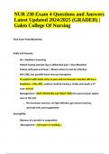 NUR 230 Exam 4 Questions and Answers, Latest Updated 2024/2025 (GRADED) | Galen College Of Nursing