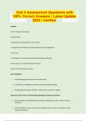 Unit 4 Assessment Questions with 100&percnt; Correct Answers &vert; Latest Update 2024 &vert; Verified