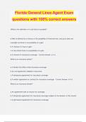 Florida General Lines Agent Exam questions with 100% correct answers