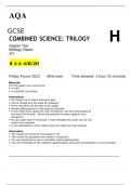 AQA GCSE Combined Science Trilogy Biology Higher Tier paper 2H Question paper for June 2023