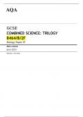 AQA GCSE Combined Science Trilogy Biology Foundation Tier paper 2F Mark scheme for June 2023