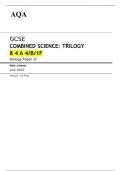 AQA GCSE Combined Science Trilogy Biology Foundation Tier paper 1F Mark scheme for June 2023
