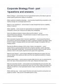 Corporate Strategy Final - part 1questions and answers