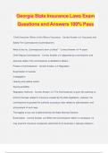 Georgia State Insurance Laws Exam Questions and Answers 100&percnt; Pass