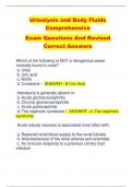Urinalysis and Body Fluids  Comprehensive  Exam Questions And Revised Correct Answers