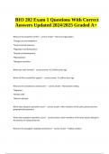BIO 202 Exam 1 Questions With Correct Answers, Latest Updated 2024/2025 Graded A+