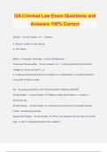GA Criminal Law Exam Questions and Answers 100% Correct