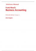 Solutions Manual for Frank Wood's Business Accounting (Volume 1) 13th Edition By Alan Sangster, Frank Wood (All Chapters, 100% Original Verified, A+ Grade)