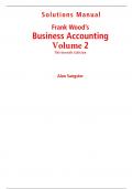 Solutions Manual for Frank Wood's Business Accounting (Volume 2) 13th Edition By Alan Sangster, Frank Wood (All Chapters, 100% Original Verified, A+ Grade)