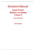 Solutions Manual for Frank Wood's Business Accounting (Volume 2) 14th Edition By Alan Sangster, Frank Wood (All Chapters, 100% Original Verified, A+ Grade)