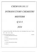 CHEM 030.101.11 INTRODUCTORY CHEMISTRY MIDTERM EXAM Q & A 2024 V2