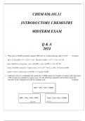 CHEM 030&period;101&period;11 INTRODUCTORY CHEMISTRY MIDTERM EXAM Q & A 2024 V1&period;