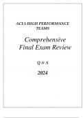 ACLS PREP HIGH PERFORMANCE TEAMS COMPREHENSIVE REVIEW Q & A 2024