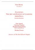 Test Bank for Statistics The Art and Science of Learning from Data 4th Edition By Alan Agresti, Christine Franklin, Bernhard Klingenberg (All Chapters, 100% Original Verified, A+ Grade)