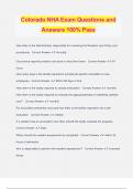 Colorado NHA Exam Questions and Answers 100% Pass