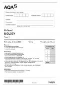 AQA A level BIOLOGY 7402&sol;3 Paper 3 June 2023 official QUESTION PAPER