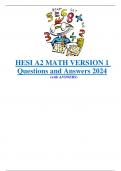 HESI A2 MATH VERSION 1 Questions and Answers 2024.