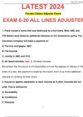 Florida Claims Adjuster Exam 6-20 All Lines Adjuster- Florida- Review Of ALL 206 Questions 88 Pages||Latest 2024