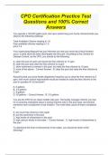 CPO Certification Practice Test Questions and 100&percnt; Correct Answers