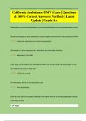 California Ambulance Driver's License Exam Pack &vert; Questions & 100&percnt; Correct Answers &lpar;Verified&rpar; &vert; Latest Update &vert; Grade A&plus;