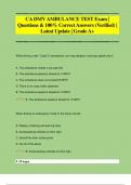 CA DMV AMBULANCE TEST Exam &vert;  Questions & 100&percnt; Correct Answers &lpar;Verified&rpar; &vert;  Latest Update &vert; Grade A&plus;