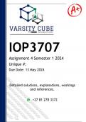 IOP3707 Assignment 4 (DETAILED ANSWERS) Semester 1 2024 - DISTINCTION GUARANTEED 