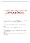 ARCHER CAT EXAM 1 QUESTIONS AND  ANSWERS WITH RATIONALES  UPDATED VERSION 2024 GRADED A&plus;