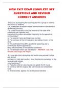 HESI EXIT EXAM COMPLETE SET  QUESTIONS AND REVISED  CORRECT ANSWERS