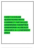 CDW110 EXAM QUESTIONS WITH CORRECT DETAILED ANSWERS (VERIFIED ANSWERS) ALREADY GRADED A+||NEWEST 2024