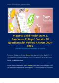 Maternal Child Health Exam 2, Rasmussen College/ Contains 70 Questions with Verified Answers 2024-2025.
