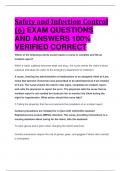 BEST REVIEW Safety and Infection Control &lpar;6&rpar; EXAM QUESTIONS  AND ANSWERS 100&percnt;  VERIFIED CORRECT