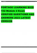PORTAGE LEARNING BIOD 152 Module 2 Exam VERIFIED QUESTIONS AND ANSWERS 2023 LATEST VERSION