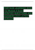 PORTAGE LEARNING BIOD 152 Module 6 Exam VERIFIED QUESTIONS AND ANSWERS 2023 LATEST VERSION