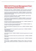 WGU C214 Financial Management Final Test Questions And Answers