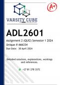 ADL2601 Assignment 2 (DETAILED ANSWERS) Semester 1 2024 - DISTINCTION GUARANTEED