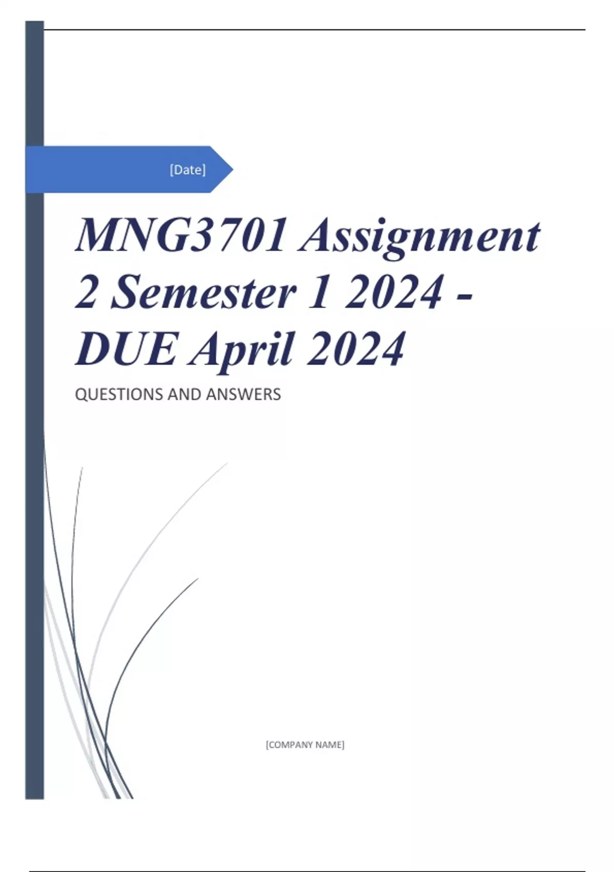 MNG3701 Assignment 2 Semester 1 2024 - DUE April 2024 - MNG3701 ...