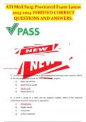 ATI Med Surg Proctored Exam Latest 2023-2024 VERIFIED CORRECT QUESTIONS AND ANSWERS.