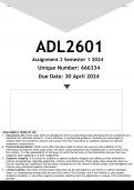 ADL2601 Assignment 2 &lpar;ANSWERS&rpar; Semester 1 2024 - DISTINCTION GUARANTEED