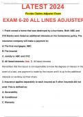 Florida Claims Adjuster Exam, 6-20 All Lines Adjuster- Florida- Review Of ALL 206 Questions 88 Pages||Latest 2024