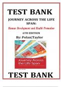 Test Bank for Journey Across the Life Span: Human Development and Health Promotion, 6th Edition (Polan, 2020), Chapter 1-14 | All Chapters